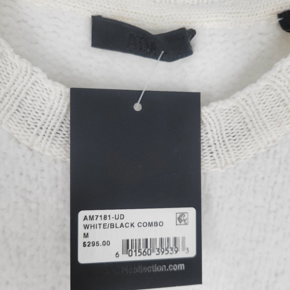 ATM Anthony Thomas Melillo Chenille Crew Neck Sweater M WHITE BLACK New - Picture 5 of 6